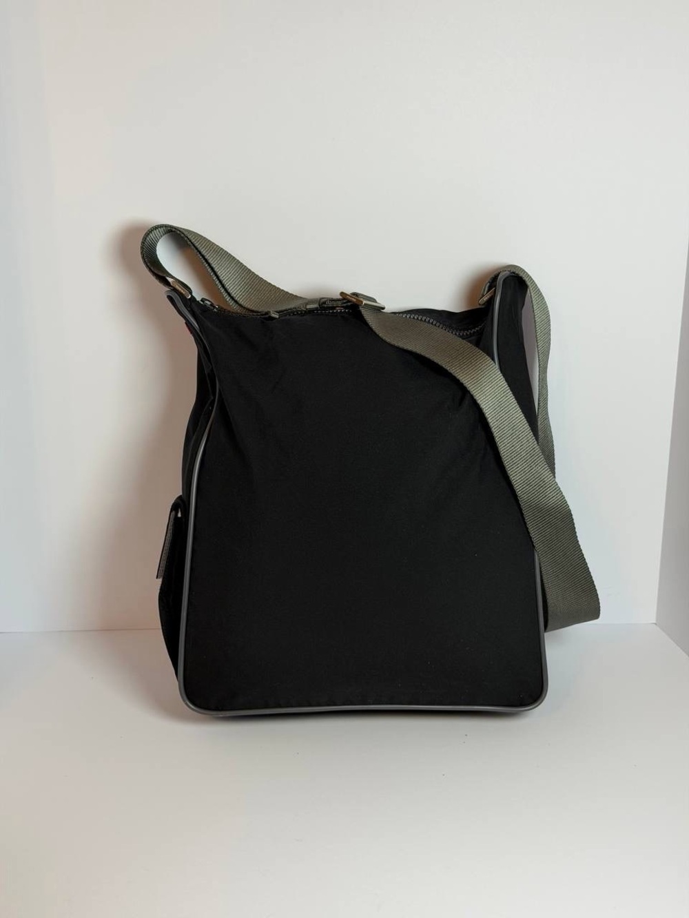 Prada Linea Rossa Sport Black Nylon Messenger Bag 2000s